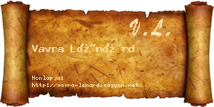Vavra Lénárd névjegykártya